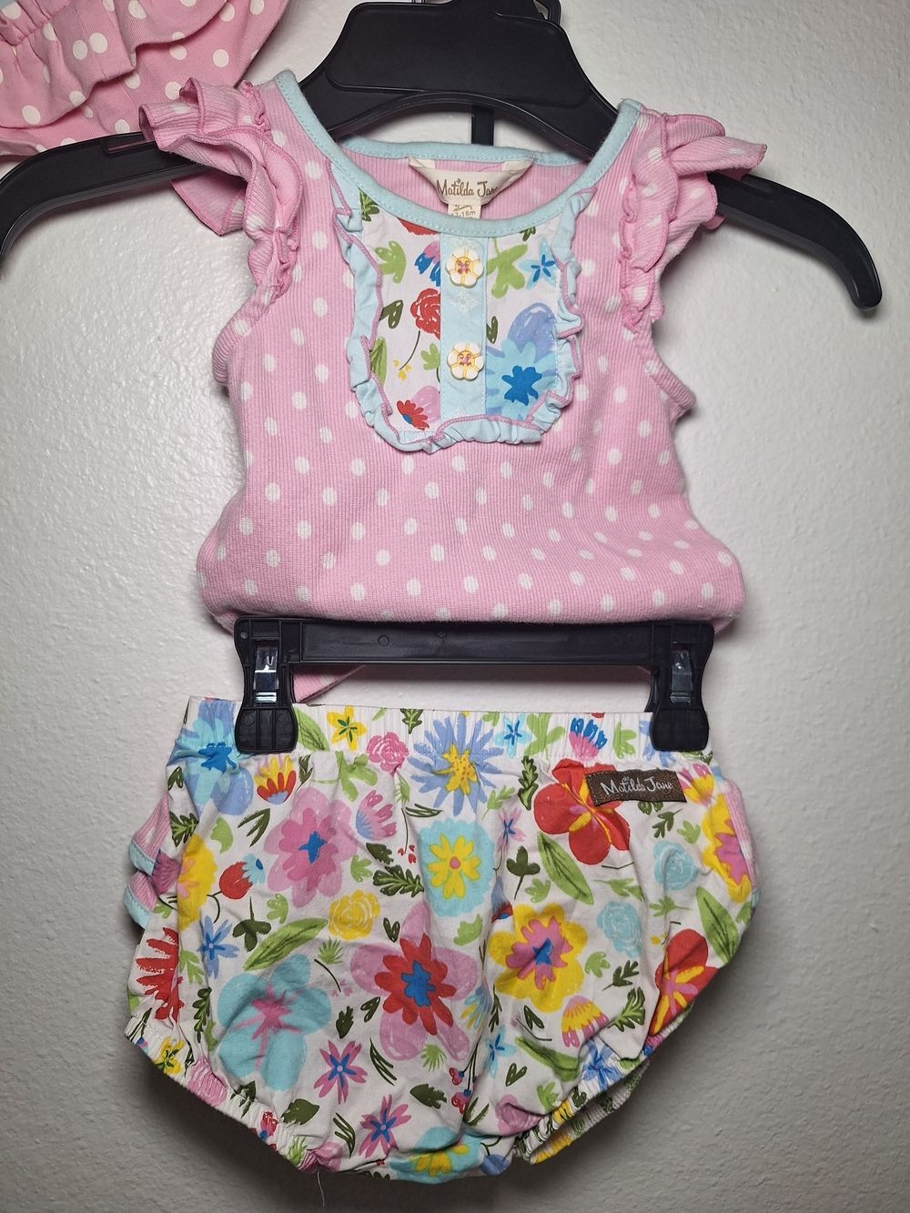 Matilda Jane Pink Polka Dot Romper with Floral Bloomer & Hat - Picture 5 of 11